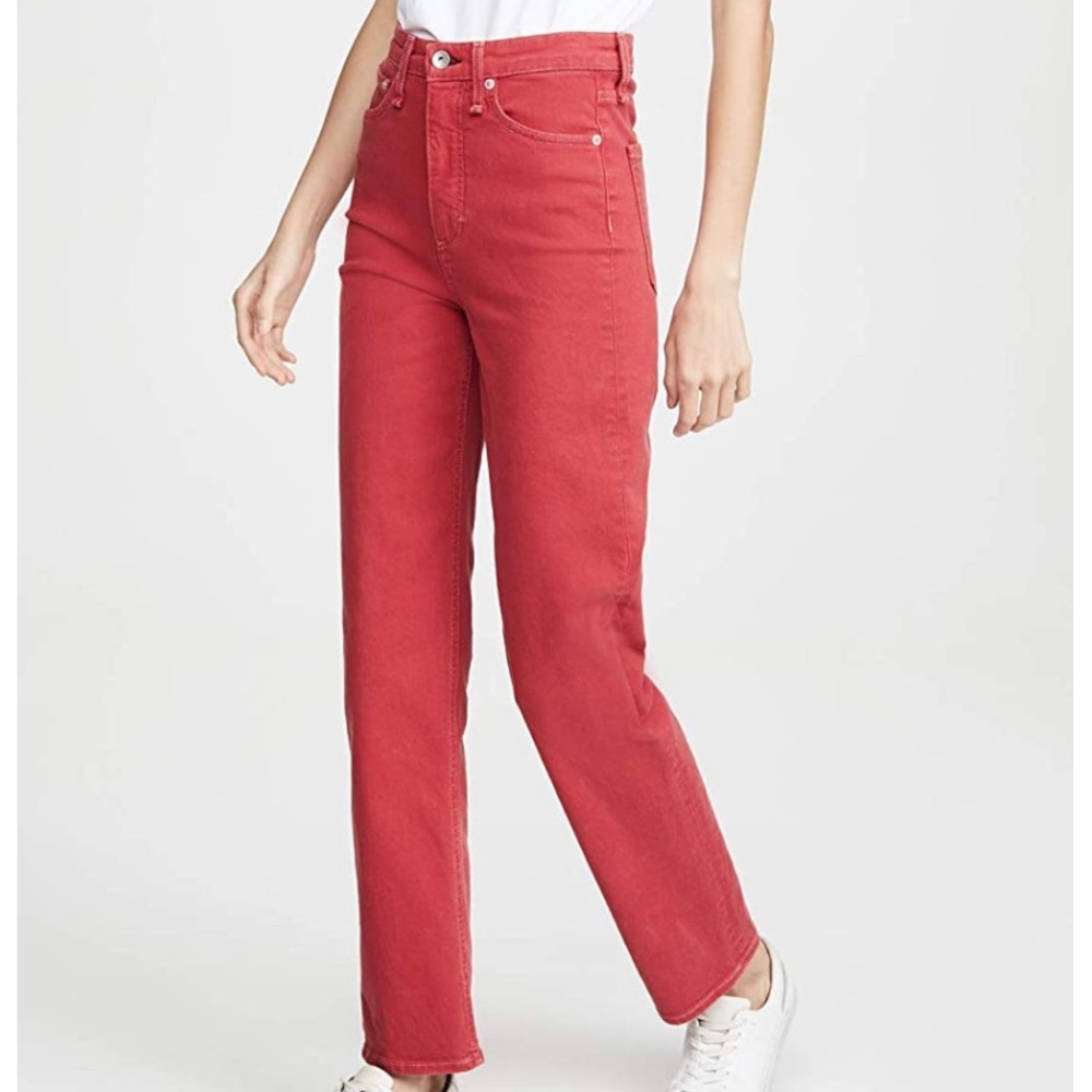 Rag & Bone Jane Super High Rise Cigarette Jeans in Red